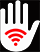 Logo WaveLess App: Palm stand with wifi symbol in the middle - Implying stop radiation.